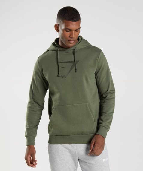 Men's Gymshark Sharkhead Infill Hoodie Olive | NZ 0RJHCW